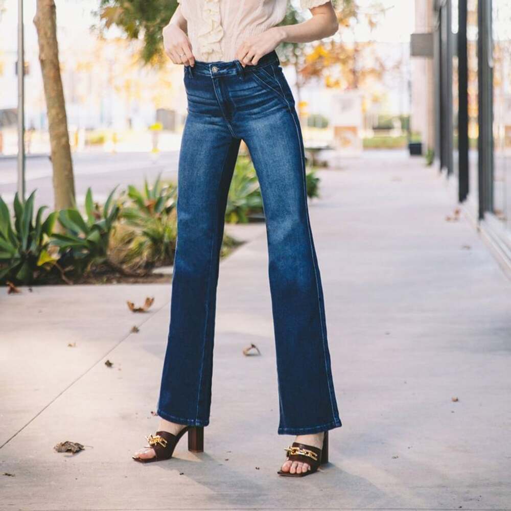 KanCan Dark Blue High-Rise Flare Jeans